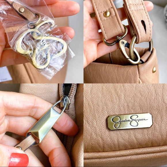 🍂 JESSICA SIMPSON SKYLAR HOBO PECAN STUDED THICK STRAP MEDIUM BAG! - Picture 13 of 14